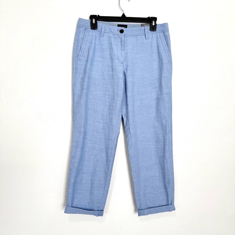 Talbots Relaxed Chino Pants‎ Womens 6P Blue Chambray Cotton Casual Coastal NEW